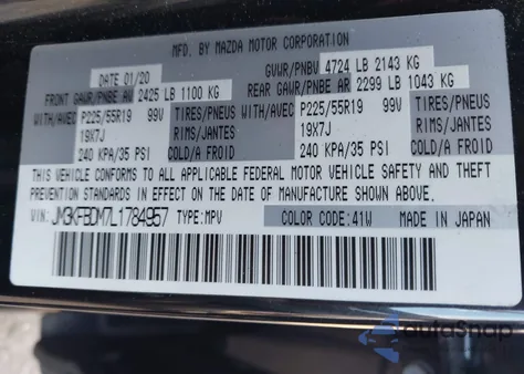 2020 Mazda Cx-5 Grand Touring z USA, uszkodzony, nr VIN JM3KFBDM7L1784957